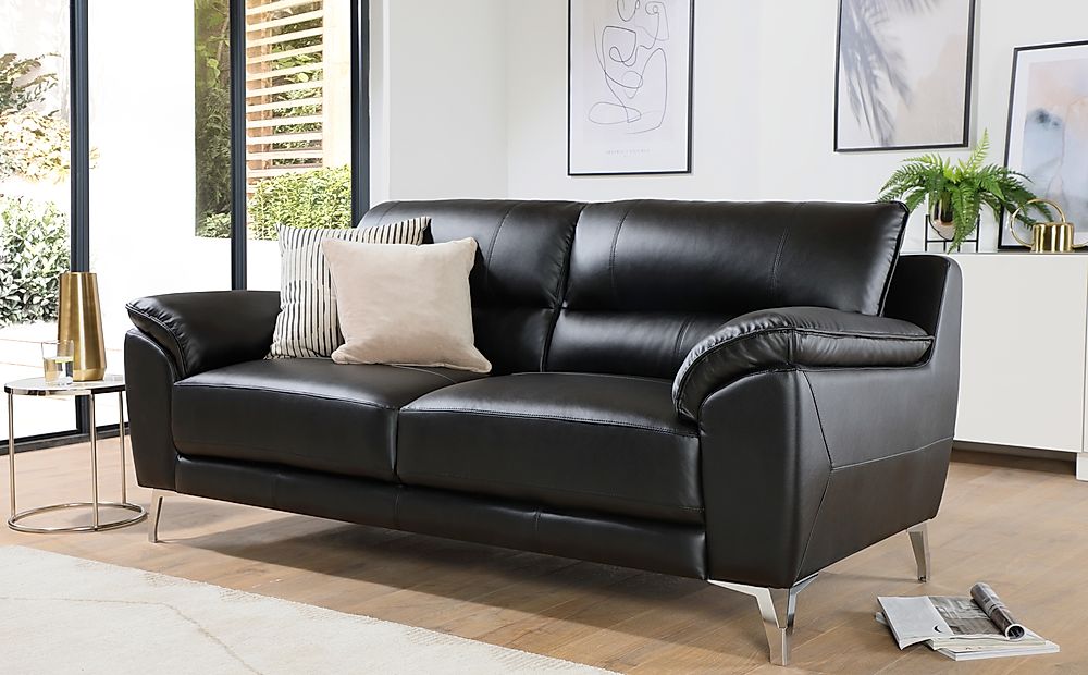 Madrid Black Leather 3 Seater Sofa | Furniture And Choice