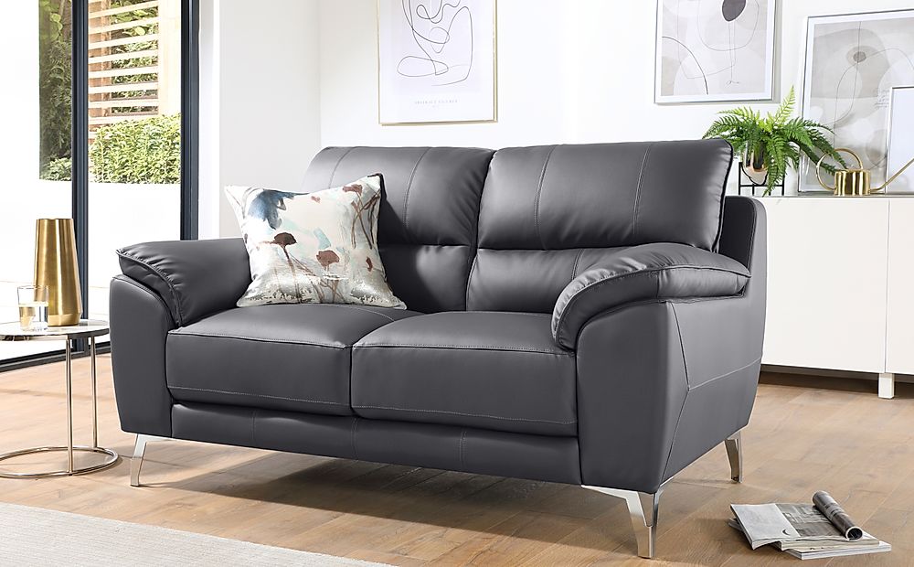 Madrid Grey Leather 2 Seater Sofa | Furniture And Choice