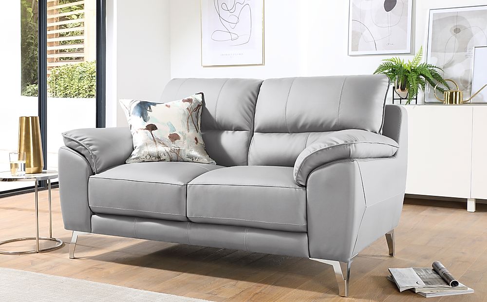 Madrid Light Grey Leather 2 Seater Sofa | Furniture And Choice