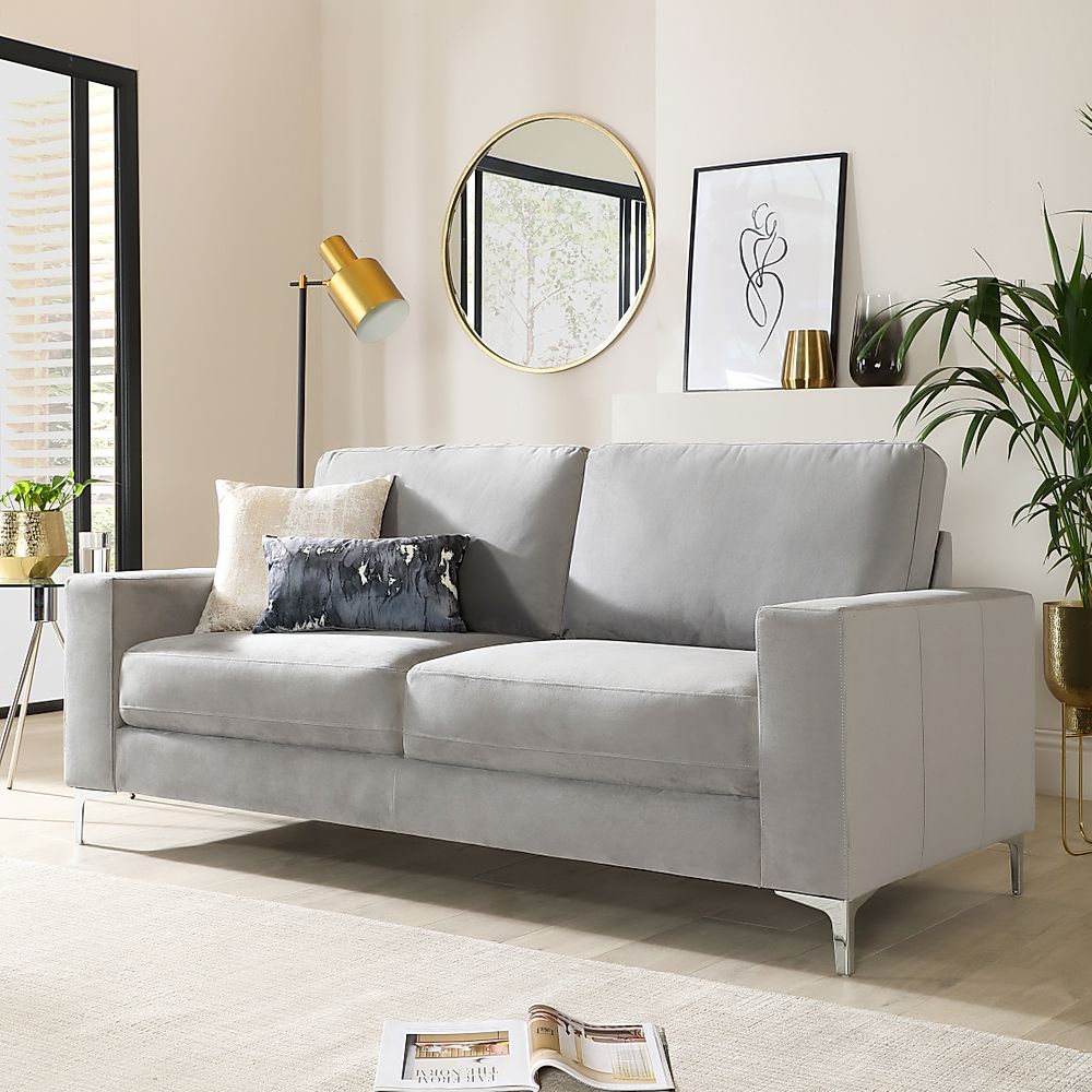 Baltimore Grey Velvet 3 Seater Sofa | Furniture And Choice