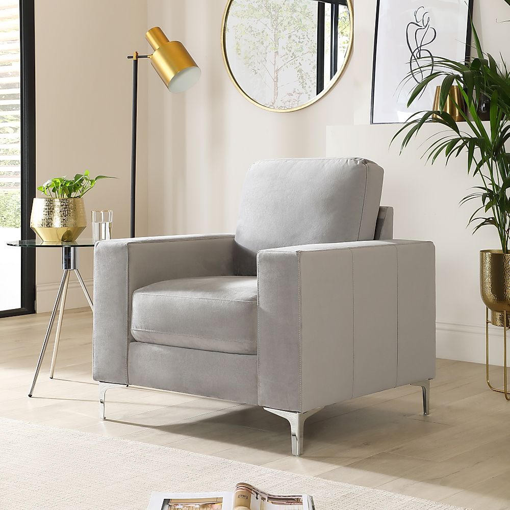 Baltimore Grey Velvet Armchair | Furniture And Choice