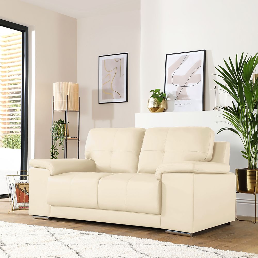 Kansas Ivory Leather 2 Seater Sofa | Furniture And Choice