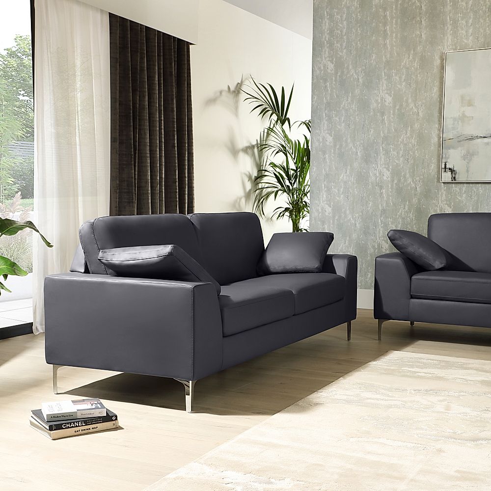 Valencia 3 Seater Sofa, Grey Classic Faux Leather Only £369.99