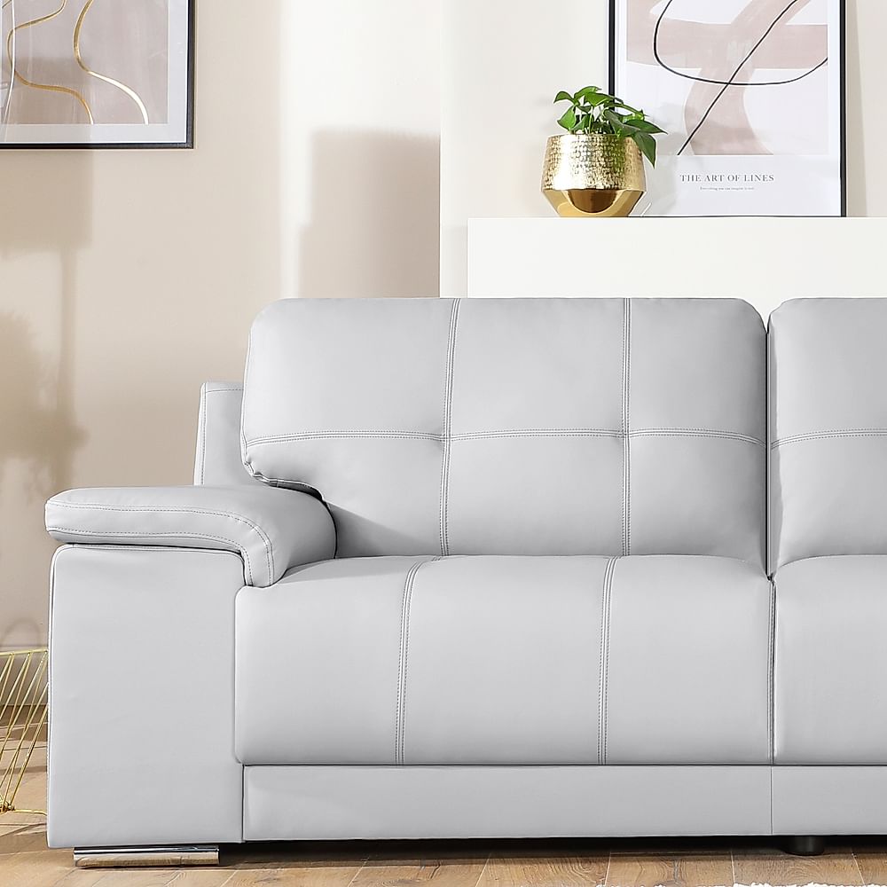 Kansas grey leather 3 shop seater sofa