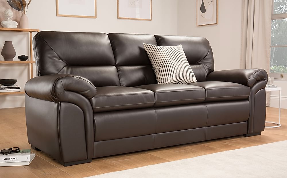 Bromley 3 Seater Sofa, Brown Premium Faux Leather