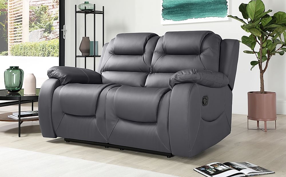 faux leather grey recliner sofa