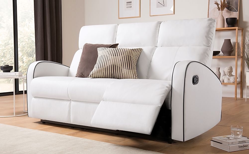Ashby White Leather 3 Seater Recliner Sofa | Furniture And Choice