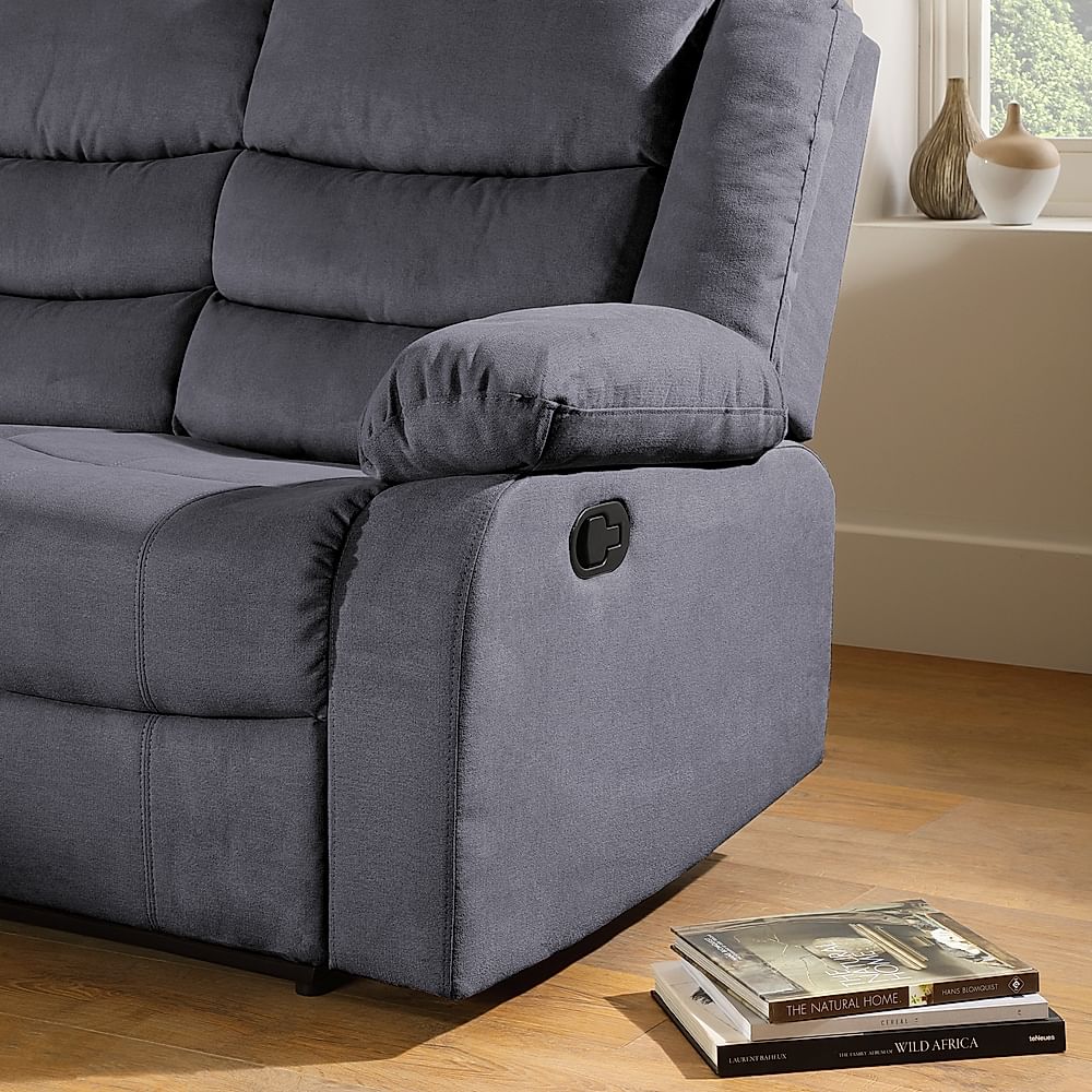 Sorrento slate grey plush fabric 3 seater recliner deals sofa