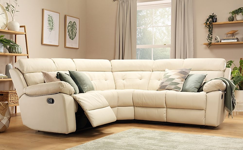 rio ivory leather corner sofa