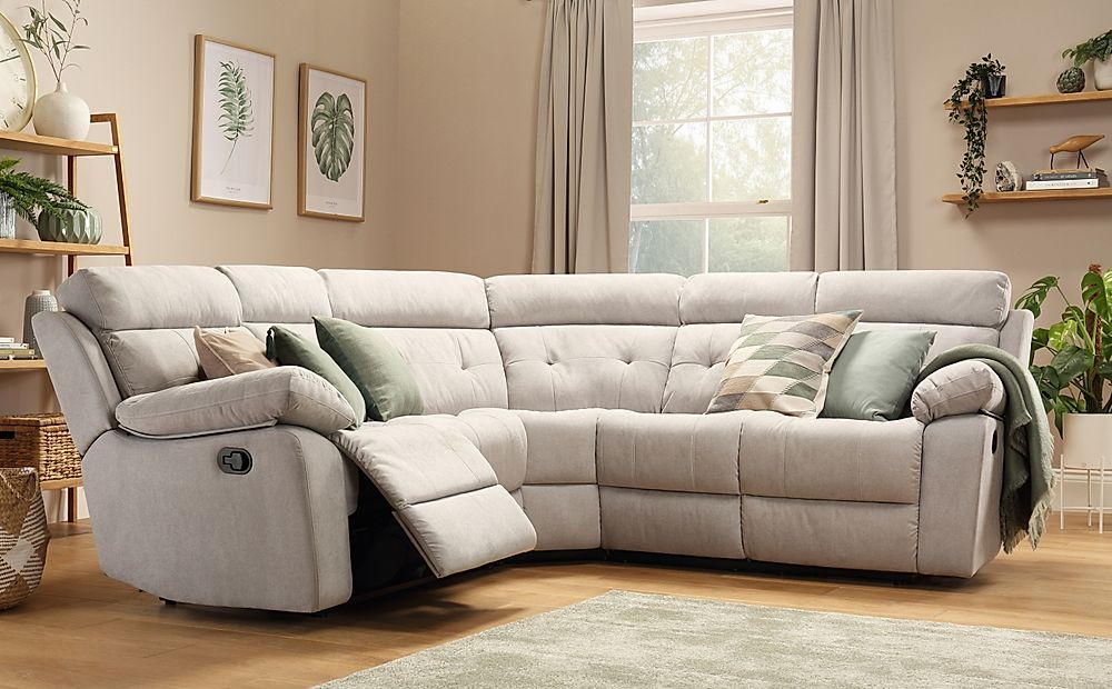 Grosvenor Dove Grey Plush Fabric Recliner Corner Sofa | Furniture Choice
