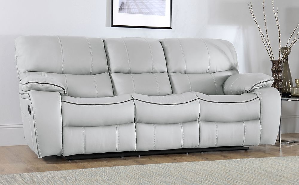watson light gray leather reclining sofa with ddt