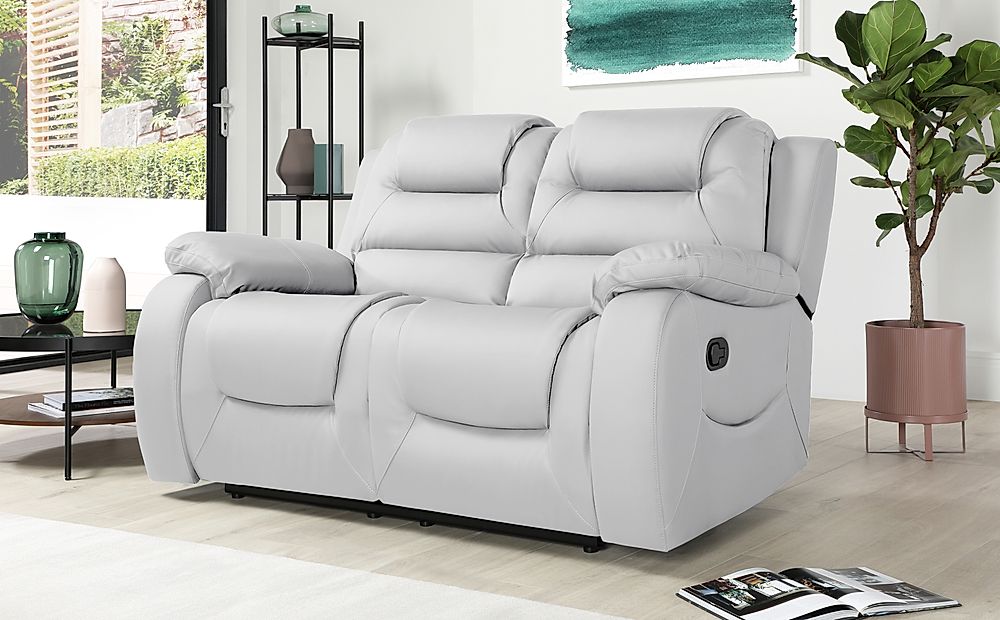 Vancouver 2 Seater Recliner Sofa Light Grey Classic Faux Leather Only