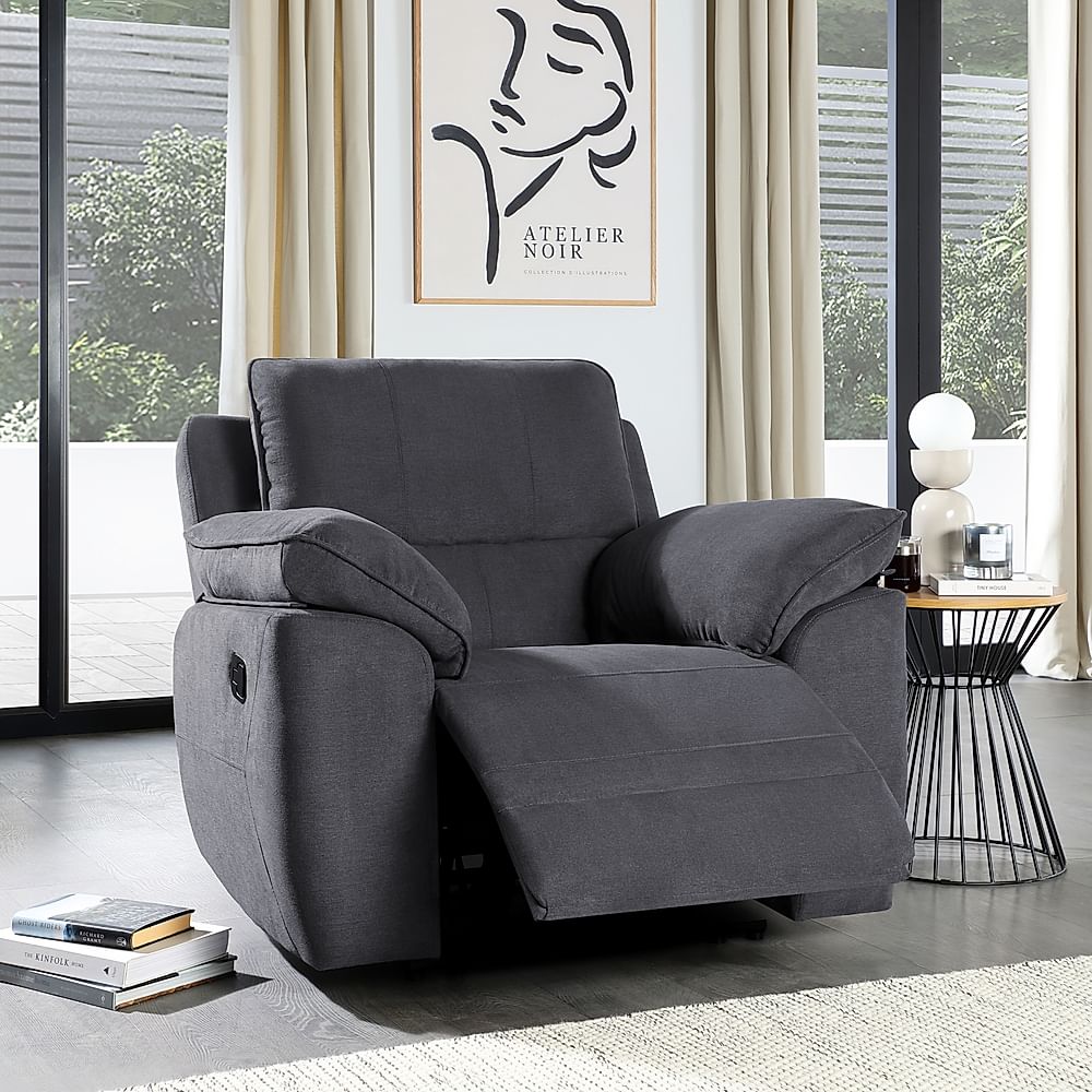 Seville Recliner Armchair, Slate Grey Classic Plush Fabric Only