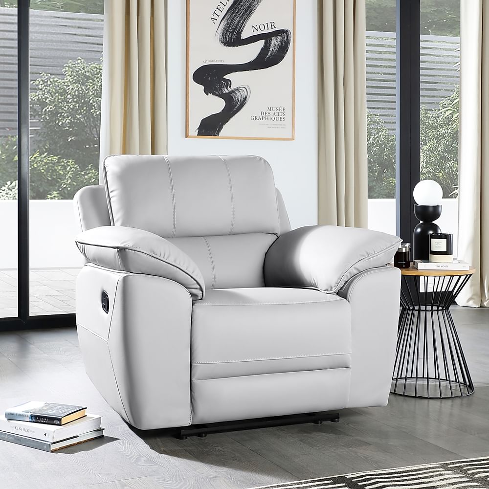 Seville Recliner Armchair, Light Grey Premium Faux Leather Only £399.99 ...