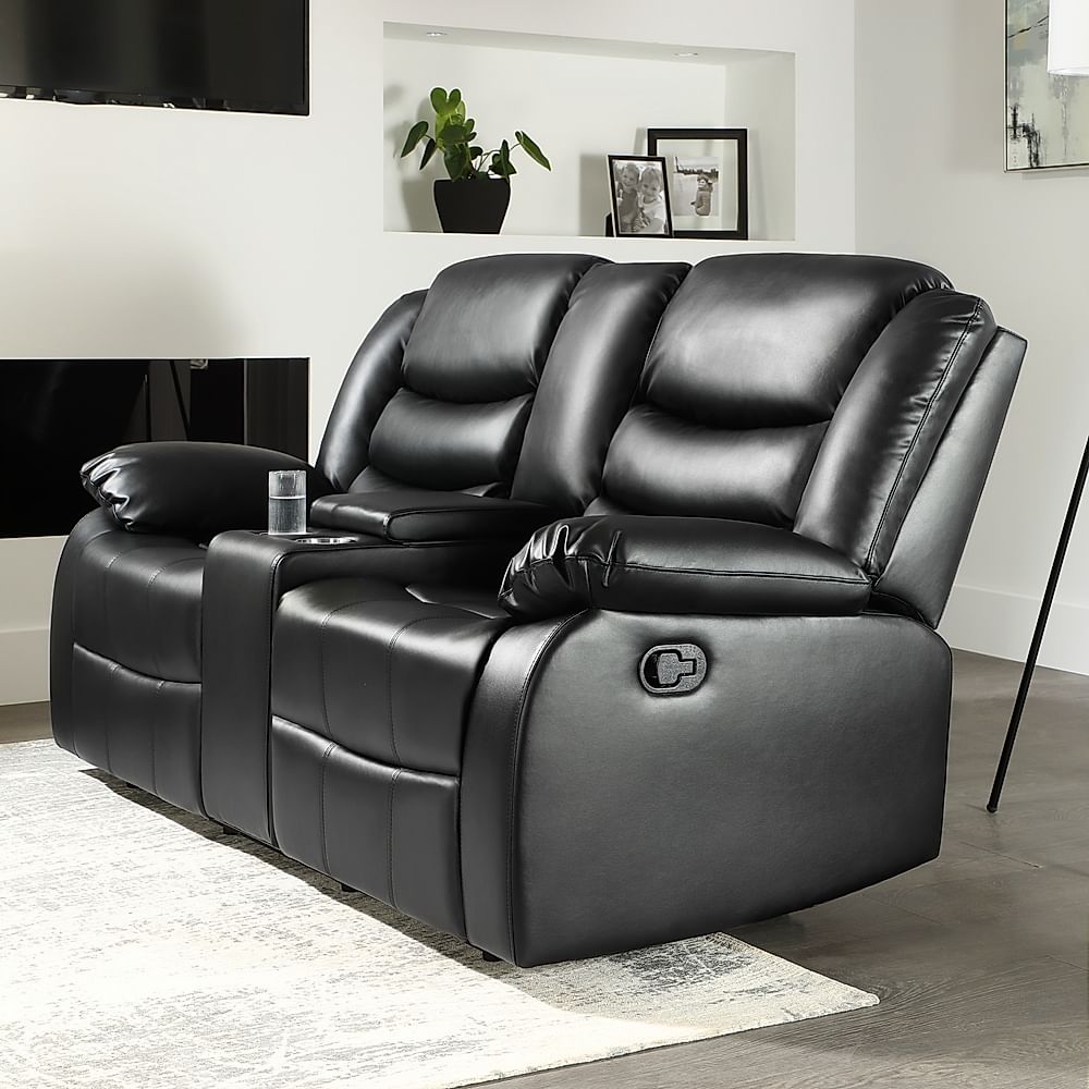 Black recliner sofa on sale with cup holders