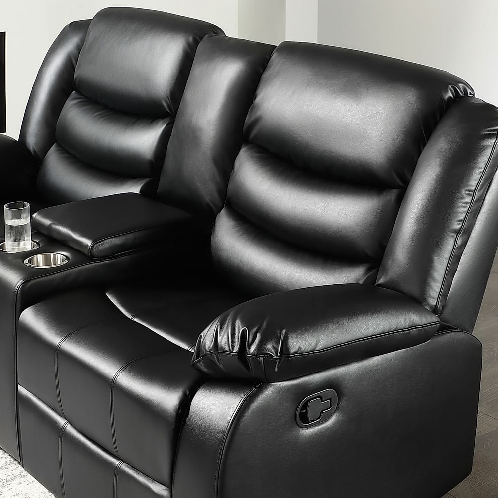 Sorrento 2 Seater Cinema Recliner Sofa Black Classic Faux Leather