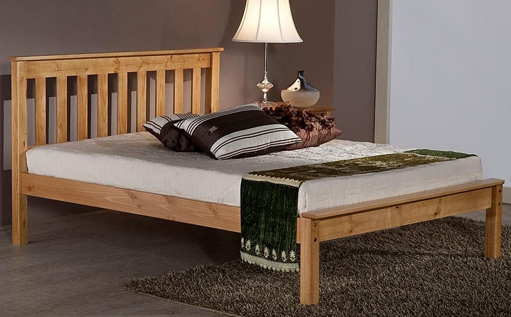 pine wood double bed