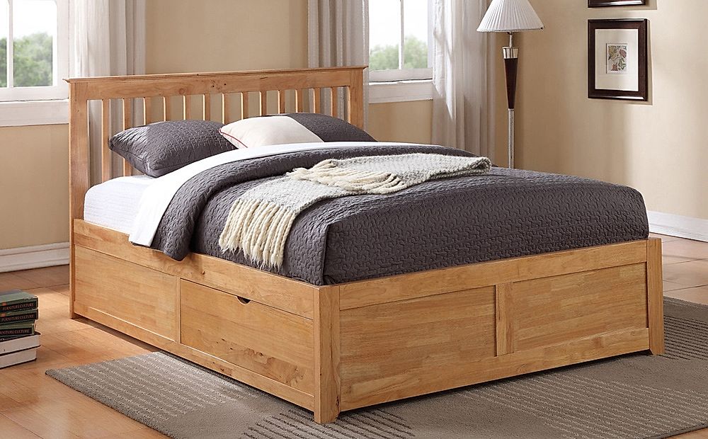 small double wooden bed with mattress