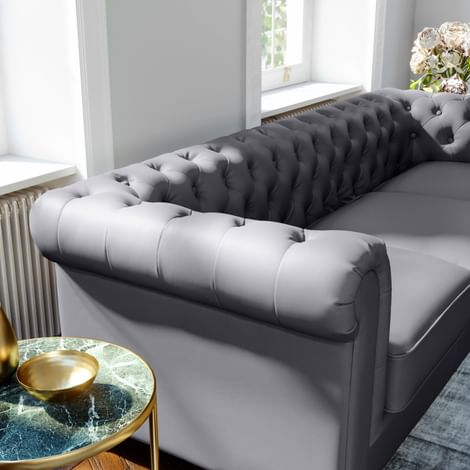 Light grey online chesterfield corner sofa