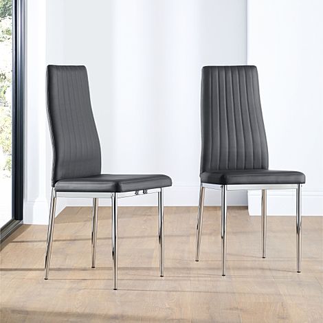 Leon Dining Chair, Grey Classic Faux Leather & Chrome Only £49.99 ...