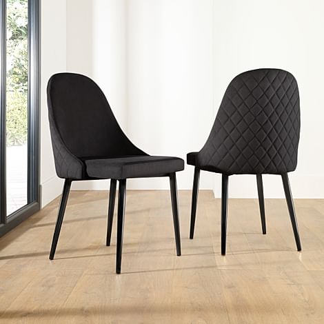 Ricco Dining Chair, Black Classic Velvet & Black Steel