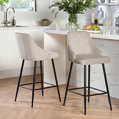 Lisbon Bar Stool, Champagne Classic Velvet & Black Steel