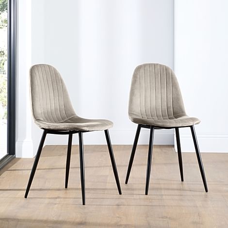 Brooklyn Dining Chair, Champagne Classic Velvet & Black Steel