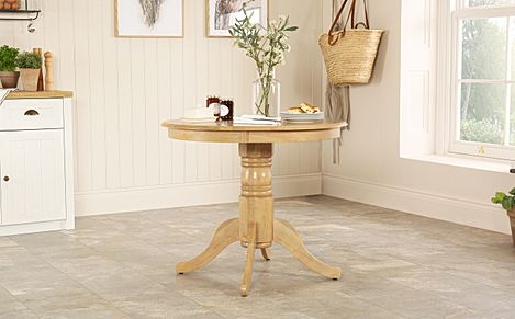 Kingston Round Dining Table, 90cm, Natural Oak Finished Solid Hardwood
