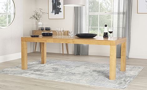 Cambridge Extending Dining Table, 175-220cm, Natural Oak Veneer & Solid Hardwood
