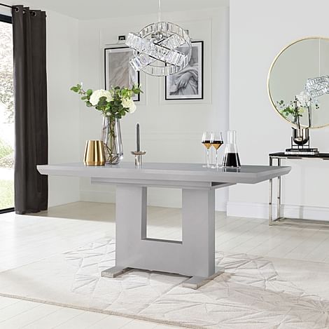 Florence Extending Dining Table, 120-160cm, Grey High Gloss