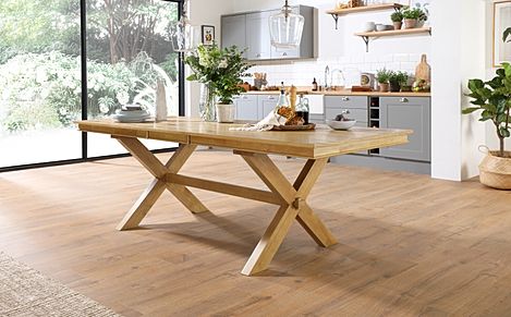 Grange Extending Dining Table, 180-220cm, Natural Oak Veneer & Solid Hardwood