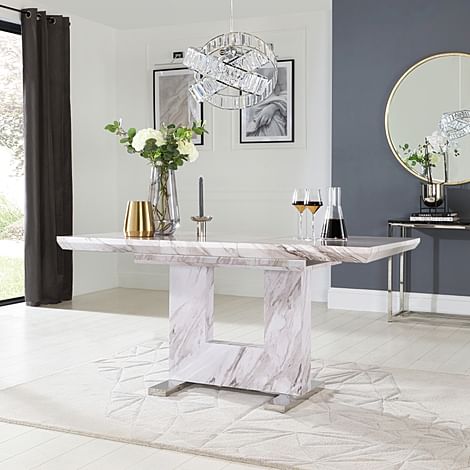 Florence Extending Dining Table, 120-160cm, Grey Marble Effect
