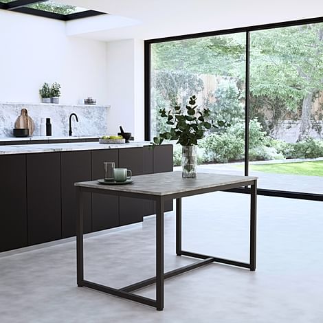 Avenue Industrial Dining Table, 120cm, Grey Concrete Effect & Black Steel