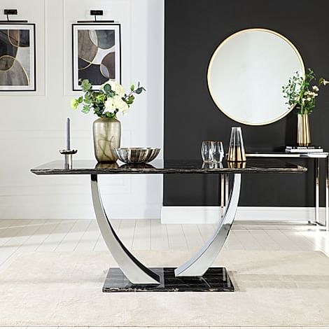 Peake glass and chrome dining deals table