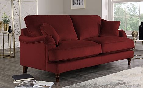 Charleston Burgundy Velvet 3 Seater Sofa | Furniture And Choice
