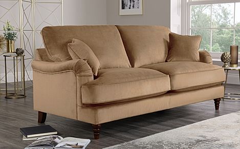 Charleston Oatmeal Velvet 3 Seater Sofa | Furniture Choice