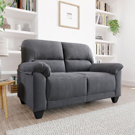 Kenton Small 2 Seater Sofa, Dark Grey Dotted Cord Fabric