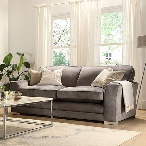 Velvet Grey Homethreads European Premium Style Anti Slip 3 Seater