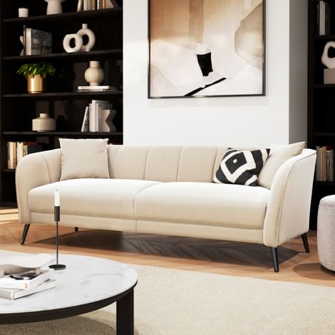 Loren 3 Seater Sofa, Ivory Classic Plush Fabric