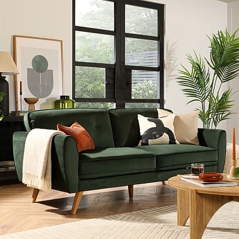 Harlow 3 Seater Sofa, Moss Green Classic Velvet