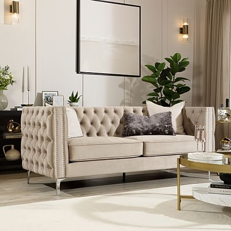 Albion 3 Seater Chesterfield Sofa, Champagne Classic Velvet