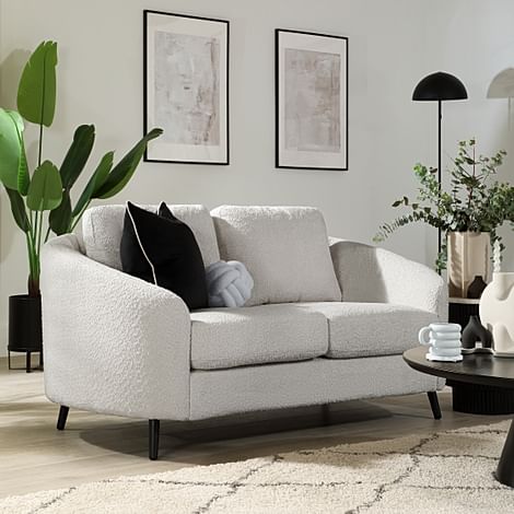 Mae Curved 2 Seater Sofa, Light Grey Classic Boucle Fabric