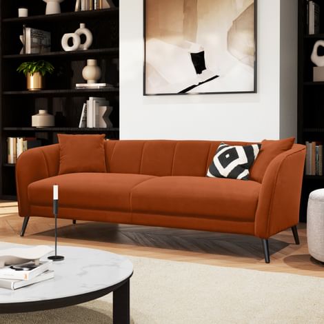 Loren 3 Seater Sofa, Burnt Orange Classic Velvet