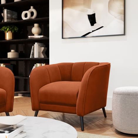 Loren Armchair, Burnt Orange Classic Velvet