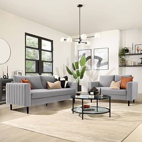 Lana 3+2 Seater Sofa Set, Grey Classic Velvet