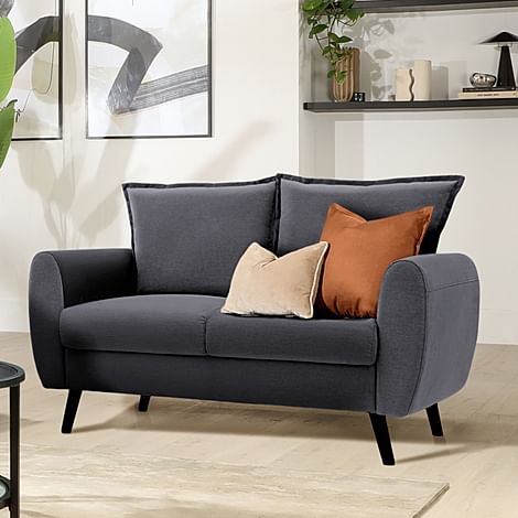 Grace 2 Seater Sofa, Slate Grey Classic Plush Fabric