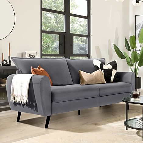 Grace 3 Seater Sofa, Slate Grey Classic Plush Fabric