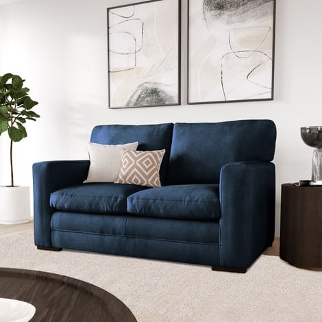 Arden 2 Seater Sofa, Navy Blue House Plush Fabric