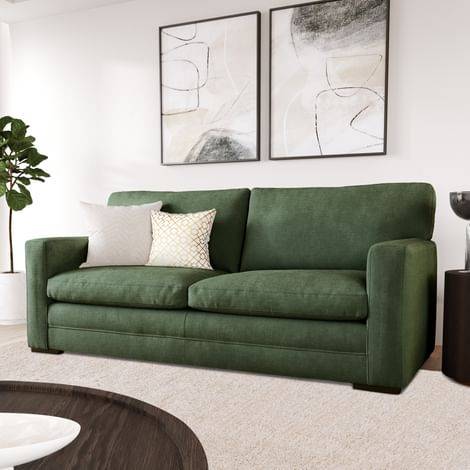 Arden 3 Seater Sofa, Moss Green House Plush Fabric