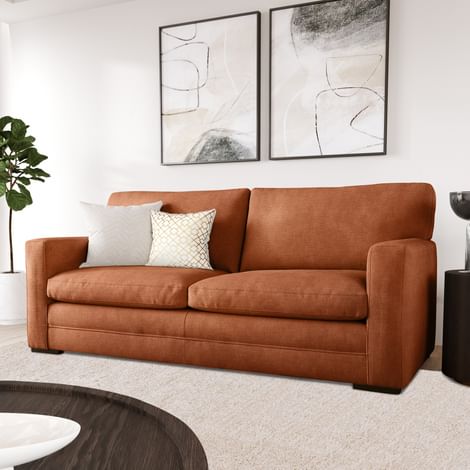 Arden 3 Seater Sofa, Burnt Orange House Plush Fabric